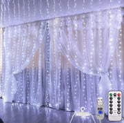 Tenda luminosa a LED luci di Natale 3x3 mt con attacco USB telecomando 8 giochi Luce bianca fredda