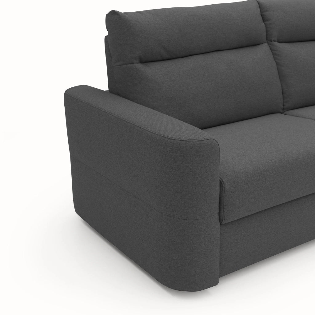 Cupido Divano letto con morbido schienale alto in tessuto impermeabile simil cotone T13 202 cm (mat. 140x197) antracite