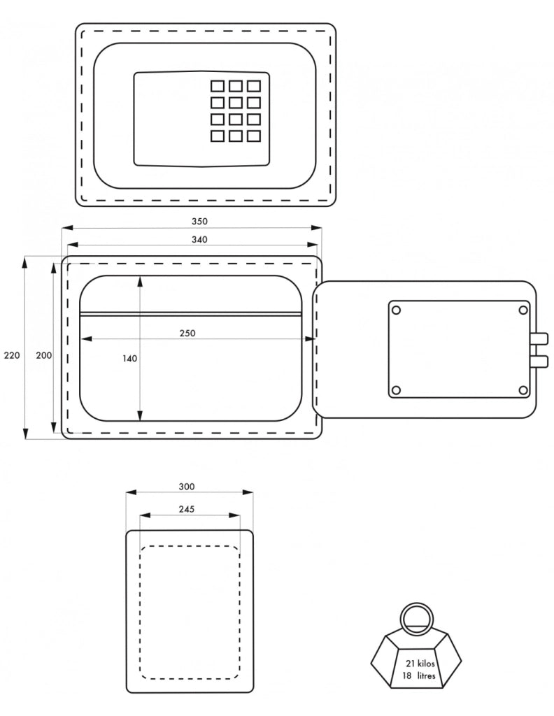 Cassaforte portavalori Rambures, 22x35x30cm, serratura a combinazione, chiavi d'emergenza  - THIRARD