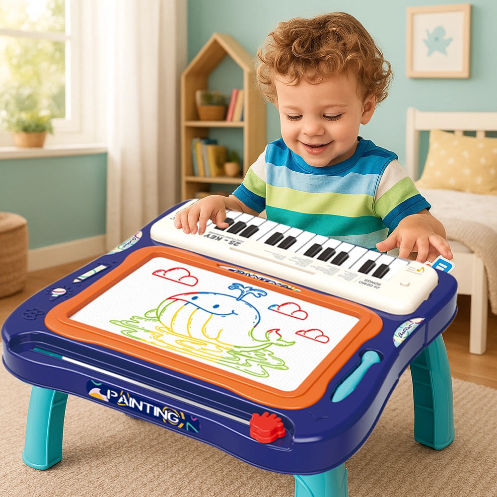 Tastiera Gioco Musicale con Lavagna Magica per Bambini Gioco Educativo 1+ Anni in ABS Multicolore