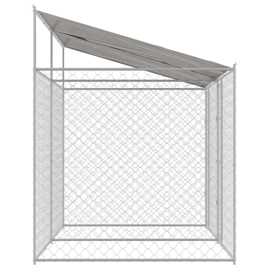 Gabbia per Cani con Tetto Argento 400 x 200 x 256 cm 3368298
