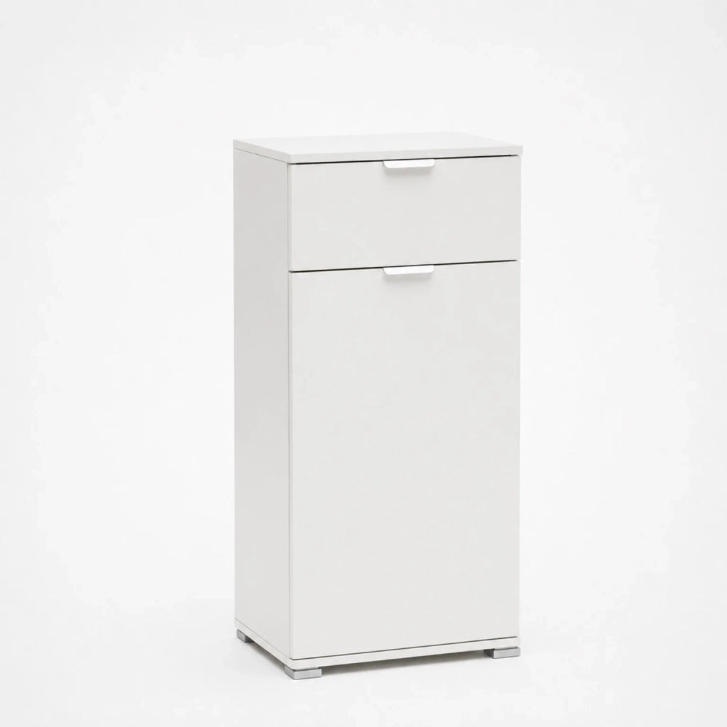 Mobile Base con Anta e Cassetto Bianco Già Montato | Armadietto Multiuso Salvaspazio 45x103x38 cm | Mobile Bagno o Lavanderia con Ripiani Regolabili