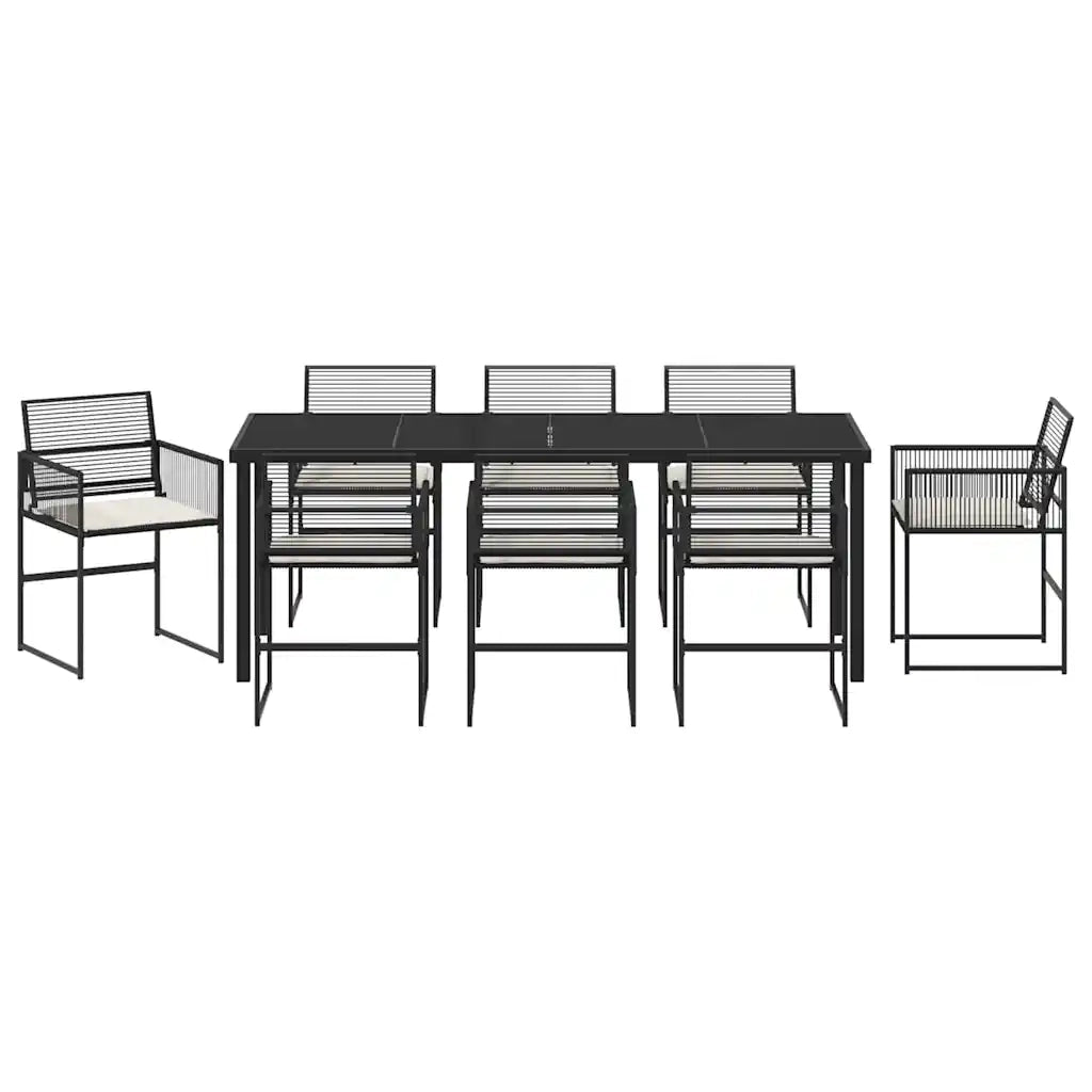 Set da Pranzo per Giardino 9 pcs Nero 3379326