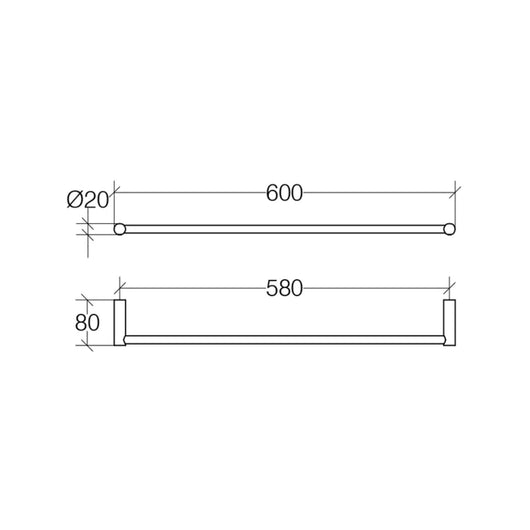 Lineabeta - Porta asciugamani Picola in ottone cromato L.60 cm