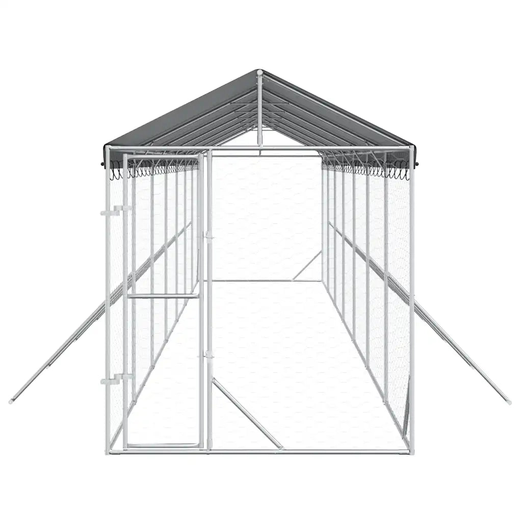 Cuccia Cani da Esterno Tetto Argento 2x14x2,5 m Acciaio Zincato 3190485