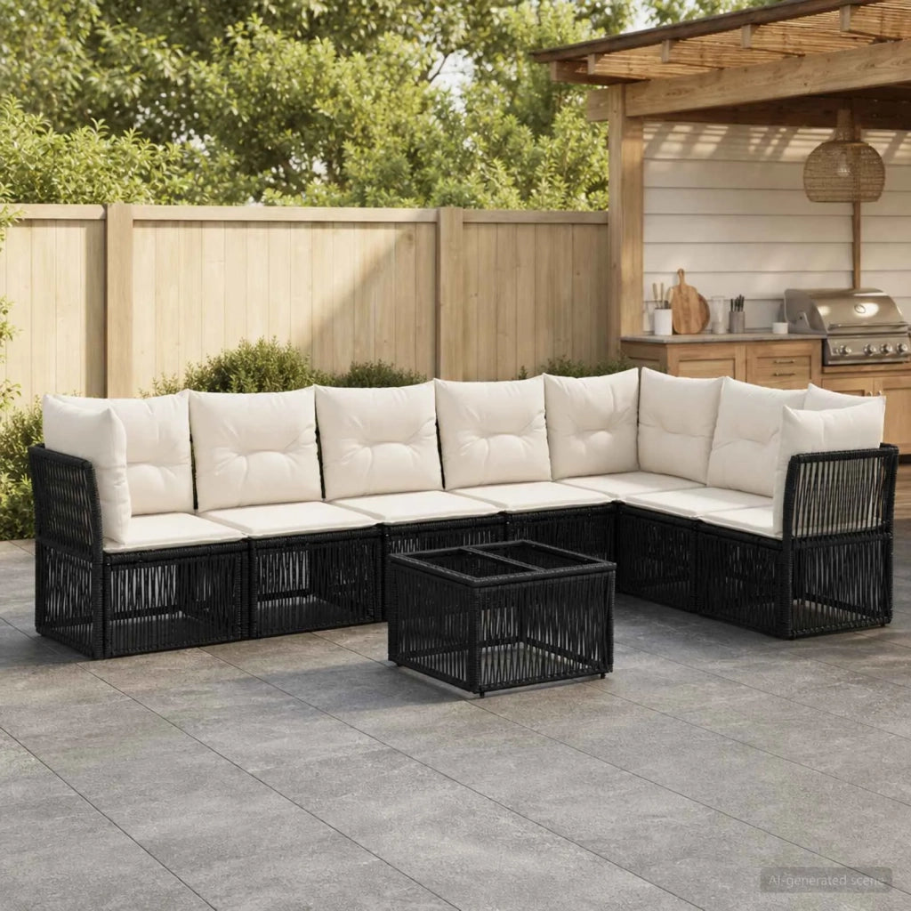 Set Divano da Giardino 8 pz Nero polyrattan 3434236