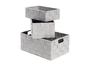 Set 3 Pezzi Contenitore Rattan Great Con Maniglie Decorativo Cestino Portaoggetti - Great - Grigio