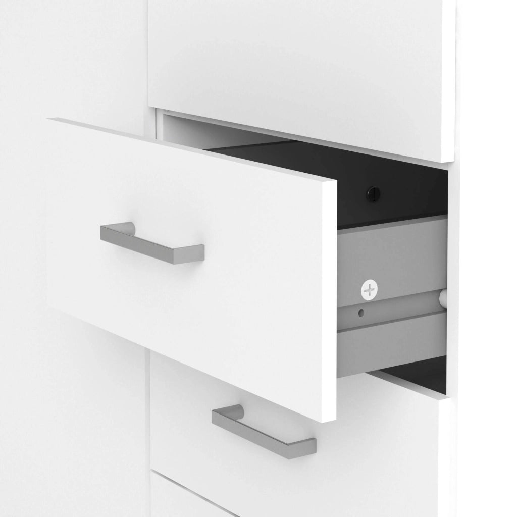 Armadio guardaroba a due ante e tre Apollina, colore bianco, Misure 77 x 200 x 49,5 cm