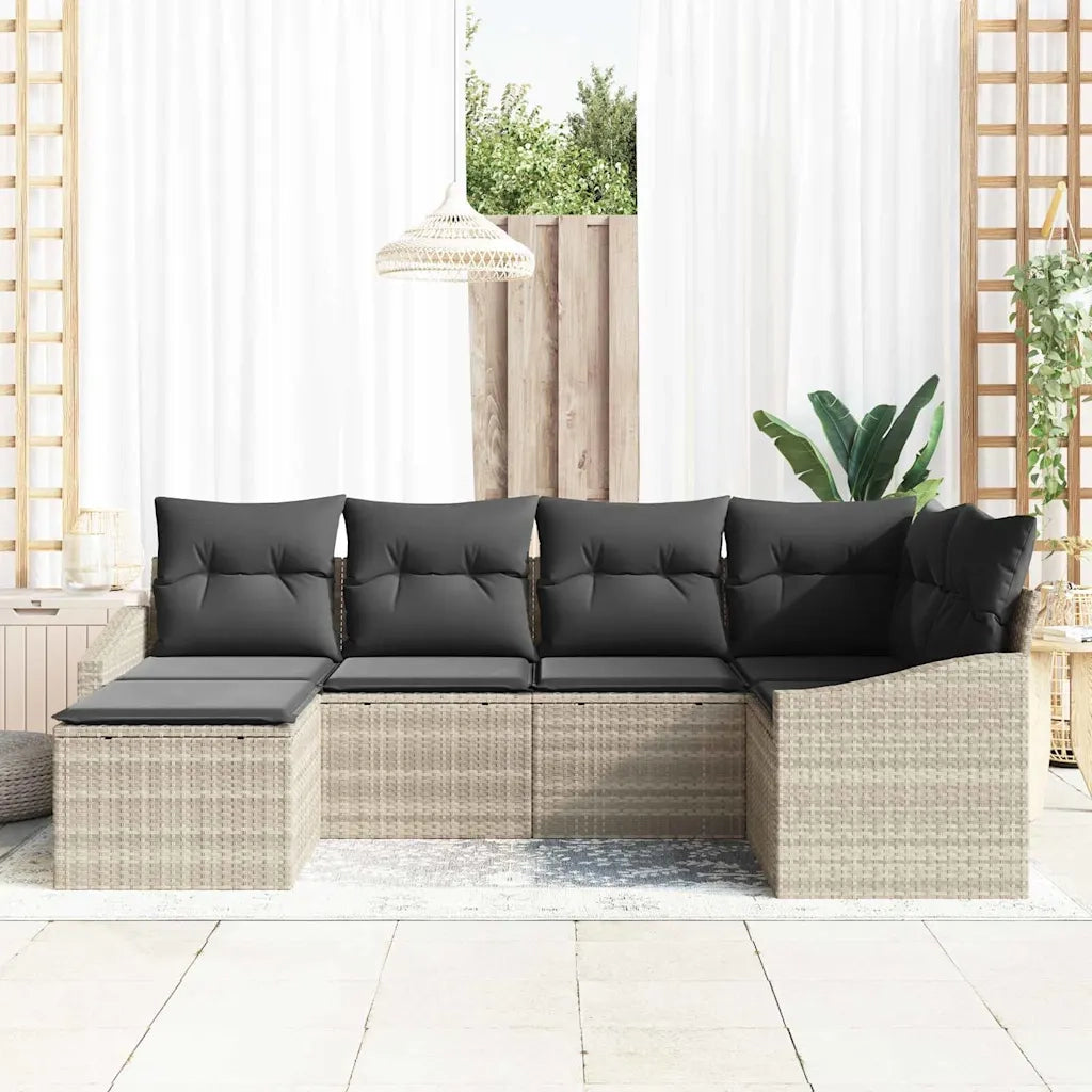 Set da Pranzo per Giardino con cuscino 6 pcs Grigio chiaro
