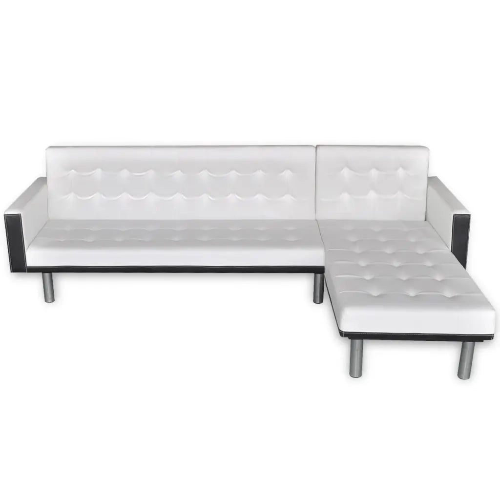 Divano Letto a L in Pelle Artificiale Bianco  cod mxl 18692