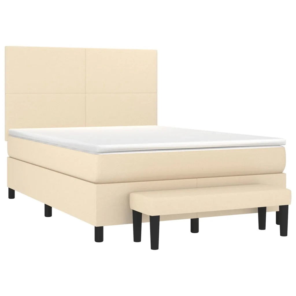 Giroletto a Molle con Materasso Crema 140x19 cm in Tessuto 3136434