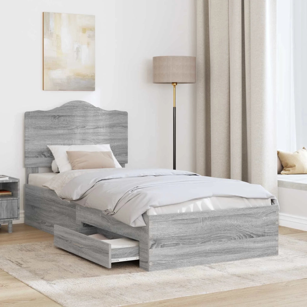 Struttura del letto Grigio Sonoma 90 x 190 cm Legno multistrato 3413662