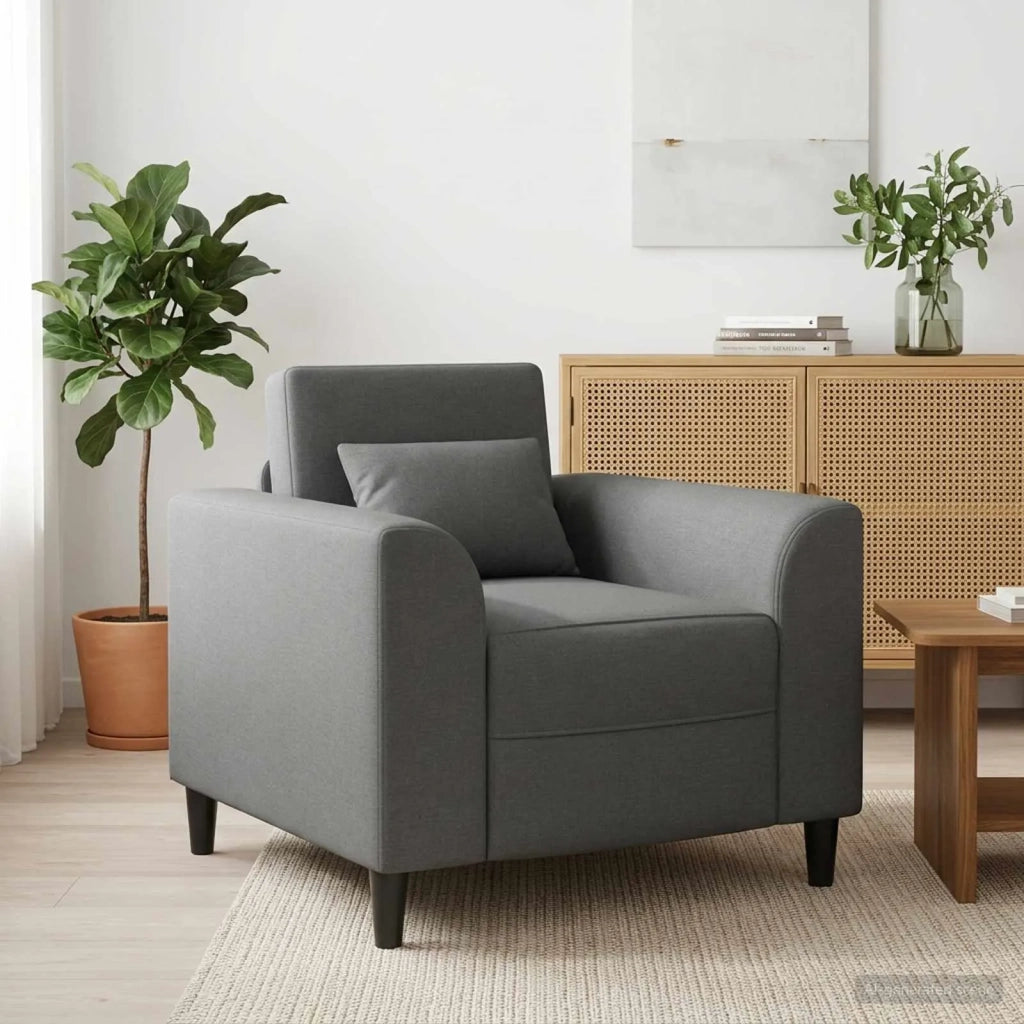 Poltrona-Divano Sedia-Poltroncina Grigio Scuro Tessuto 779515