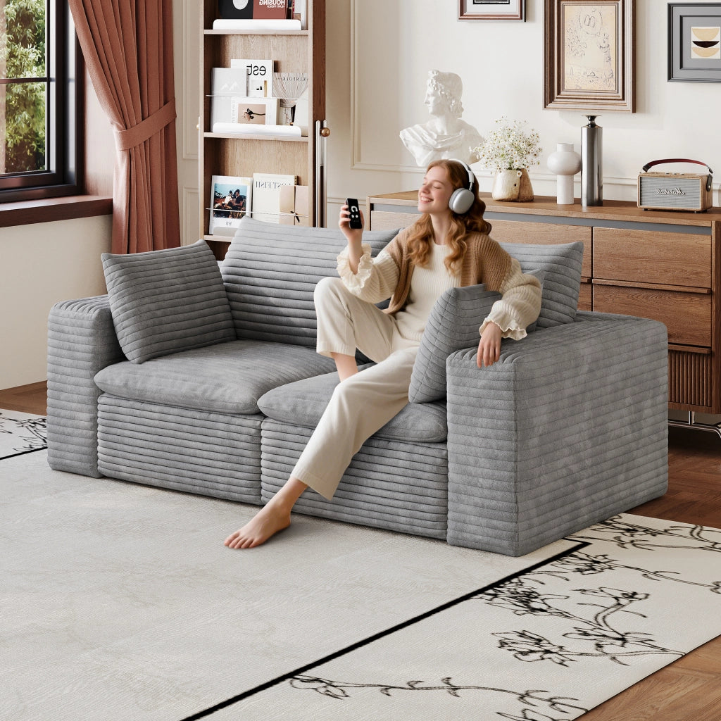 Divano Cloud 180 cm ¨C MINIMAL ¨C Velluto a Coste Grigio Scuro, Imbottito, Senza Montaggio