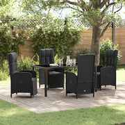 Set da Pranzo Giardino 5 Pezzi con Cuscini Nero Polyrattan