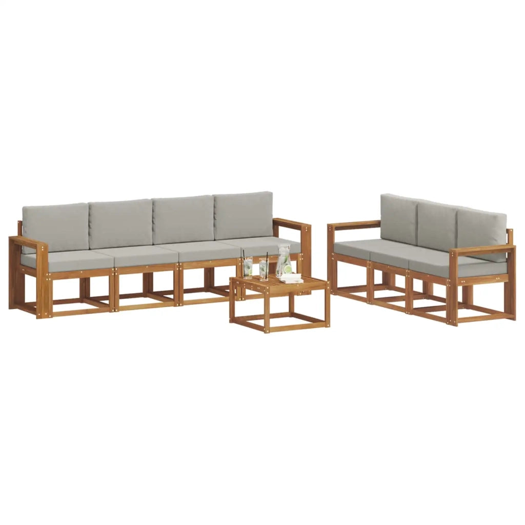 Set di divani da esterno 8 pcs Grigio Naturale e Chiaro 3366119