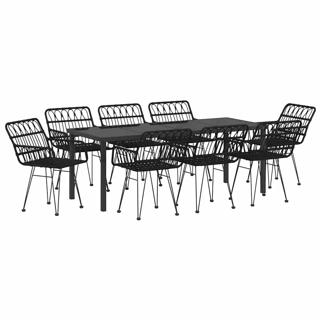 Set da Pranzo per Giardino 9 pcs Nero 3379190