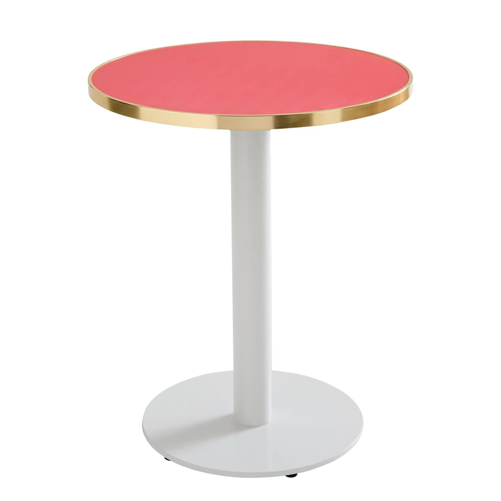 Piano tavolo rotondo in rosso opaco con lampone oro 60 cm