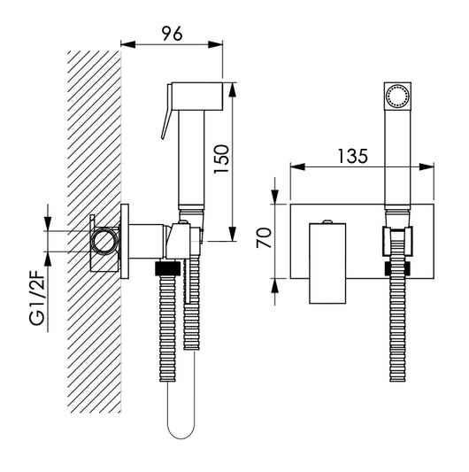 Kit per wc bidet con doccetta ad incasso quadrato