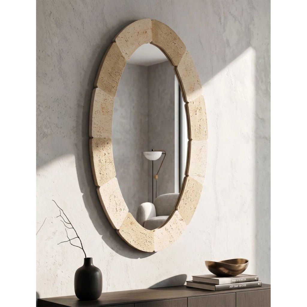 Specchio da parete ovale effetto pietra 70x119,5 cm