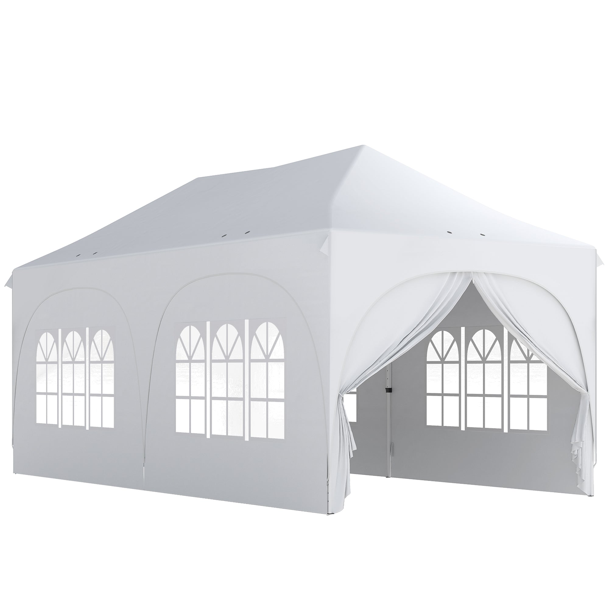 Gazebo da Giardino Pieghevole 3x6 m con Pareti Rimovibili e Borsa di Trasporto Bianco