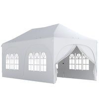 Gazebo da Giardino Pieghevole 3x6 m con Pareti Rimovibili e Borsa di Trasporto Bianco