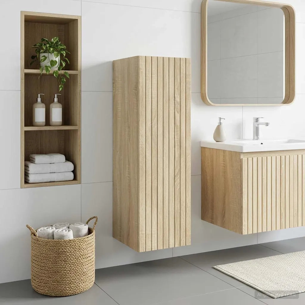 Mobiletto da Bagno a Muro Rovere Sonoma 33 x 34,5 x 100 cm