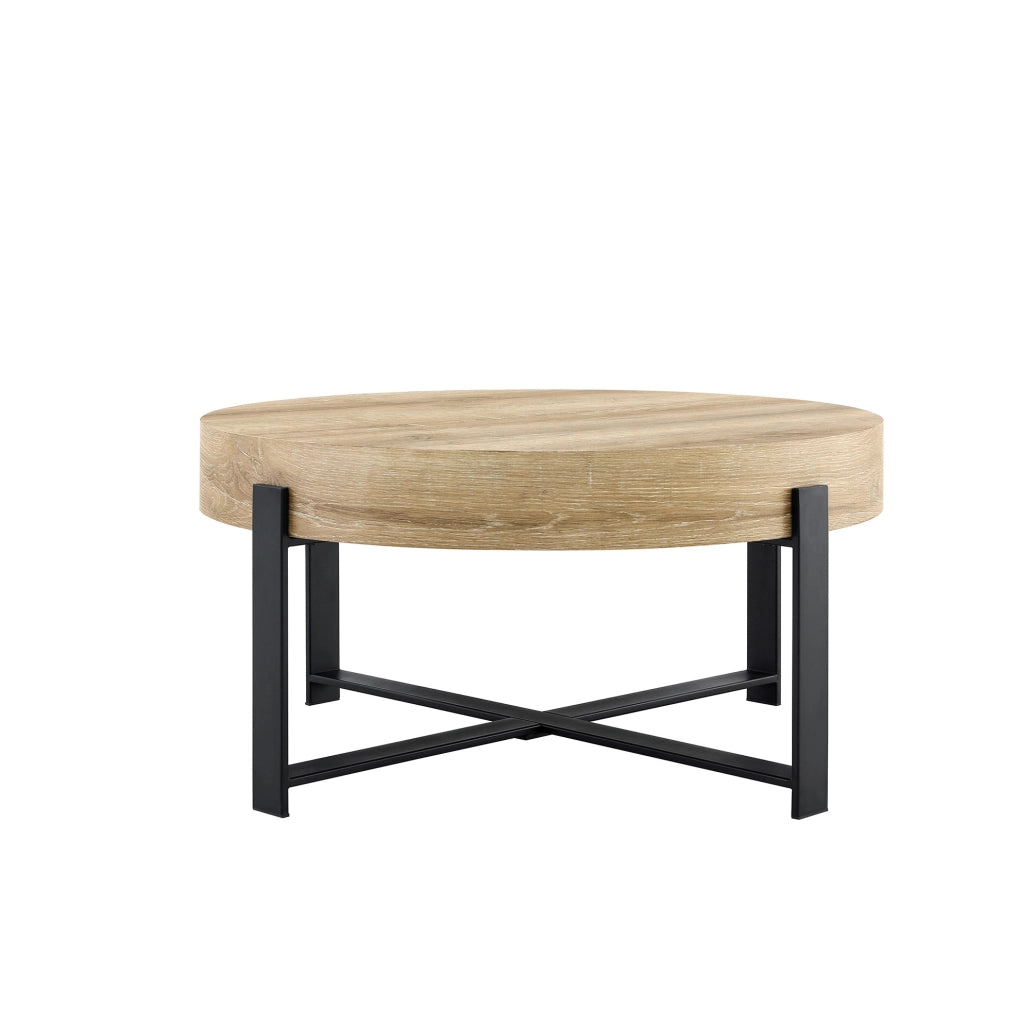 Tavolino da caffè ? 68 cm con struttura a croce; in MDF e metallo; nero naturale