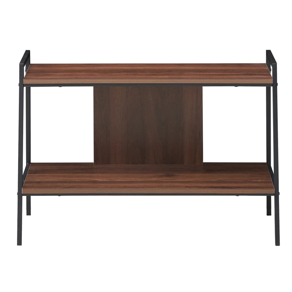 Tavolo consolle 89 x 43 x 60 cm con 2 ripiani portaoggetti stabile stile minimalista legno di noce 20_0020827
