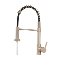 BERND | Rubinetto girevole beige da cucina in acciaio inossidabile |Miscelatore professionale girevole a 360 gradi con doccia | Alta pressione 2 porte