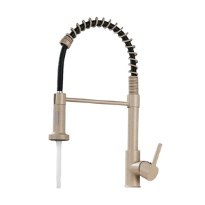 BERND | Rubinetto girevole beige da cucina in acciaio inossidabile |Miscelatore professionale girevole a 360 gradi con doccia | Alta pressione 2 porte