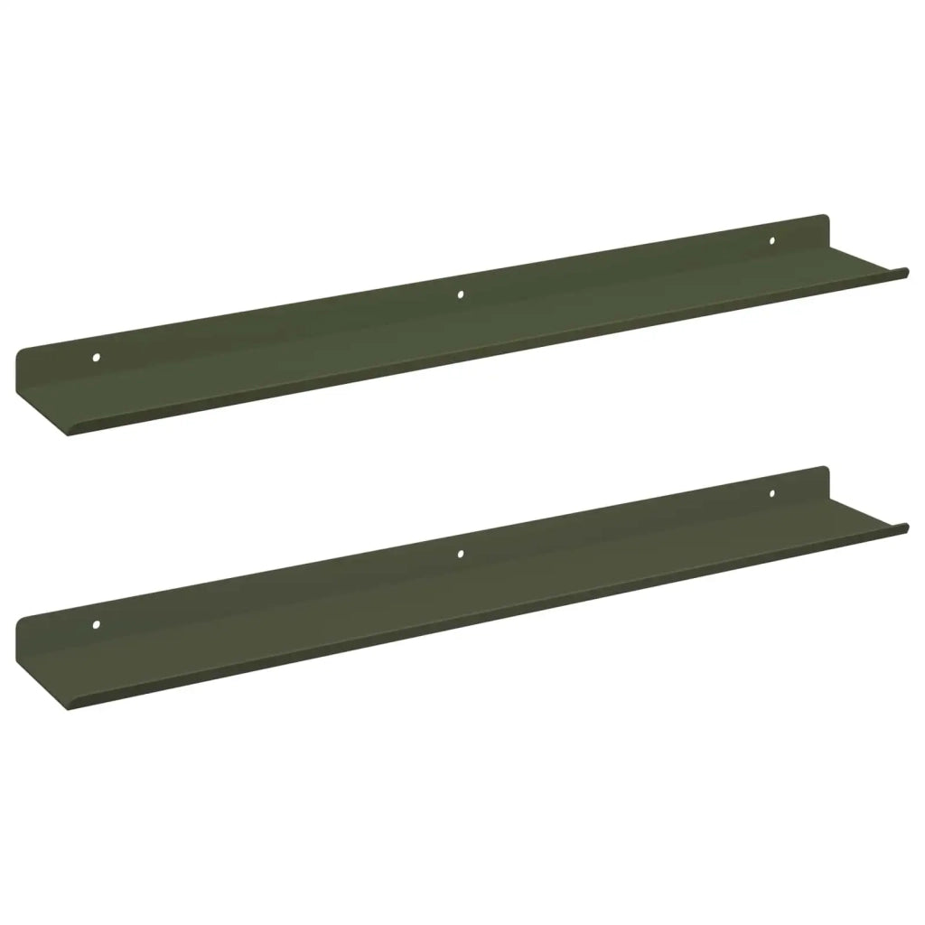 Mensola sospesa 2 pcs Verde oliva 60 x 8,5 x 2,5 cm Acciaio 8003968