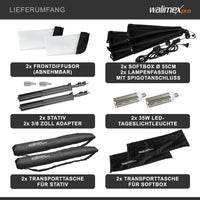 set 2 Softbox ottagonali 55 cm con LED 35 W 2 stativi per luci FT-8051 fino a 260 cm, luce diurna 5000 K, per studio foto set fotografico