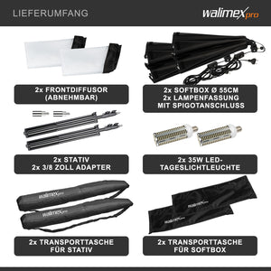 set 2 Softbox ottagonali 55 cm con LED 35 W 2 stativi per luci FT-8051 fino a 260 cm, luce diurna 5000 K, per studio foto set fotografico