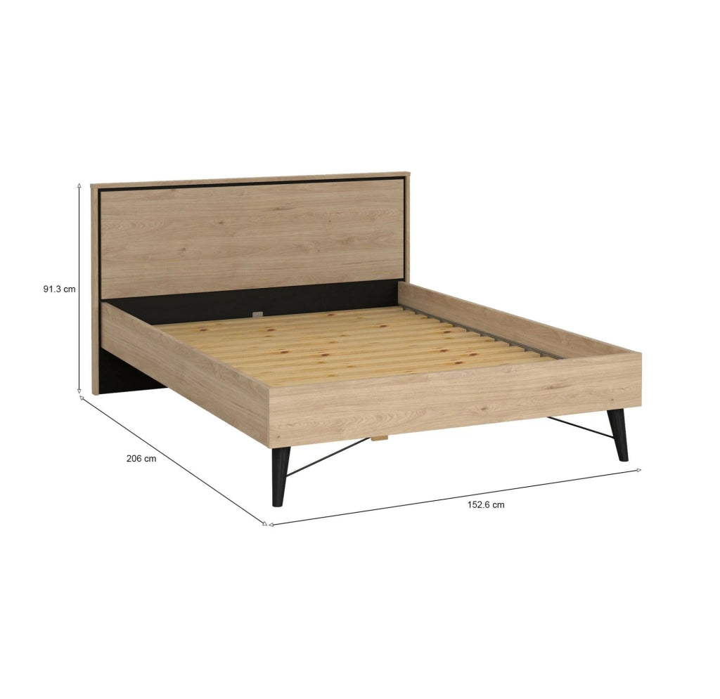 Letto piazza e mezza Elida, Sommier per camera da letto, Giroletto per stanza, Struttura porta materasso, 206x153 h91 cm, Rovere