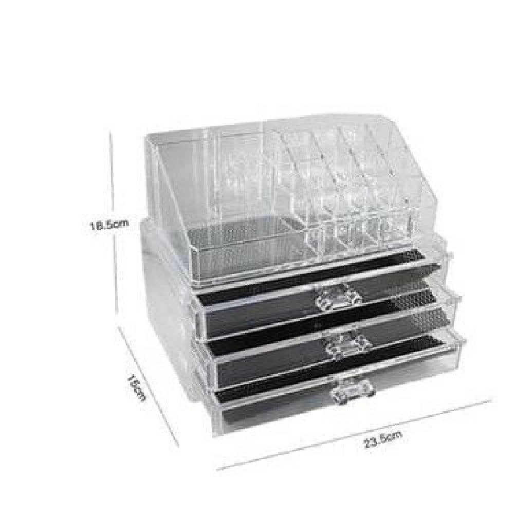 Trade Shop - Organizer Trasparente 3 Cassetti Porta Gioielli Trucchi Cosmetici Make-up 10254 -