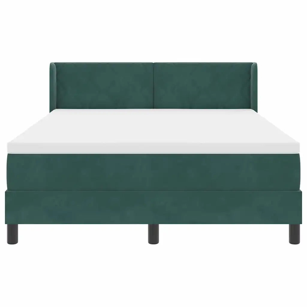 Letto a molle con materasso Verde Scuro 190 x 140 cm Poliestere