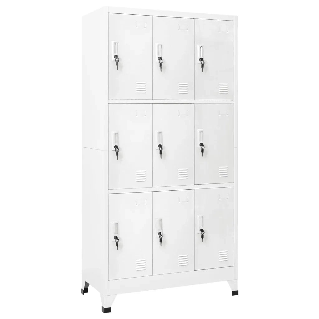 Armadietto con 9 scomparti per spogliatoio ufficio 90 x 45 x 180 cm acciaio grigio 02_0045824