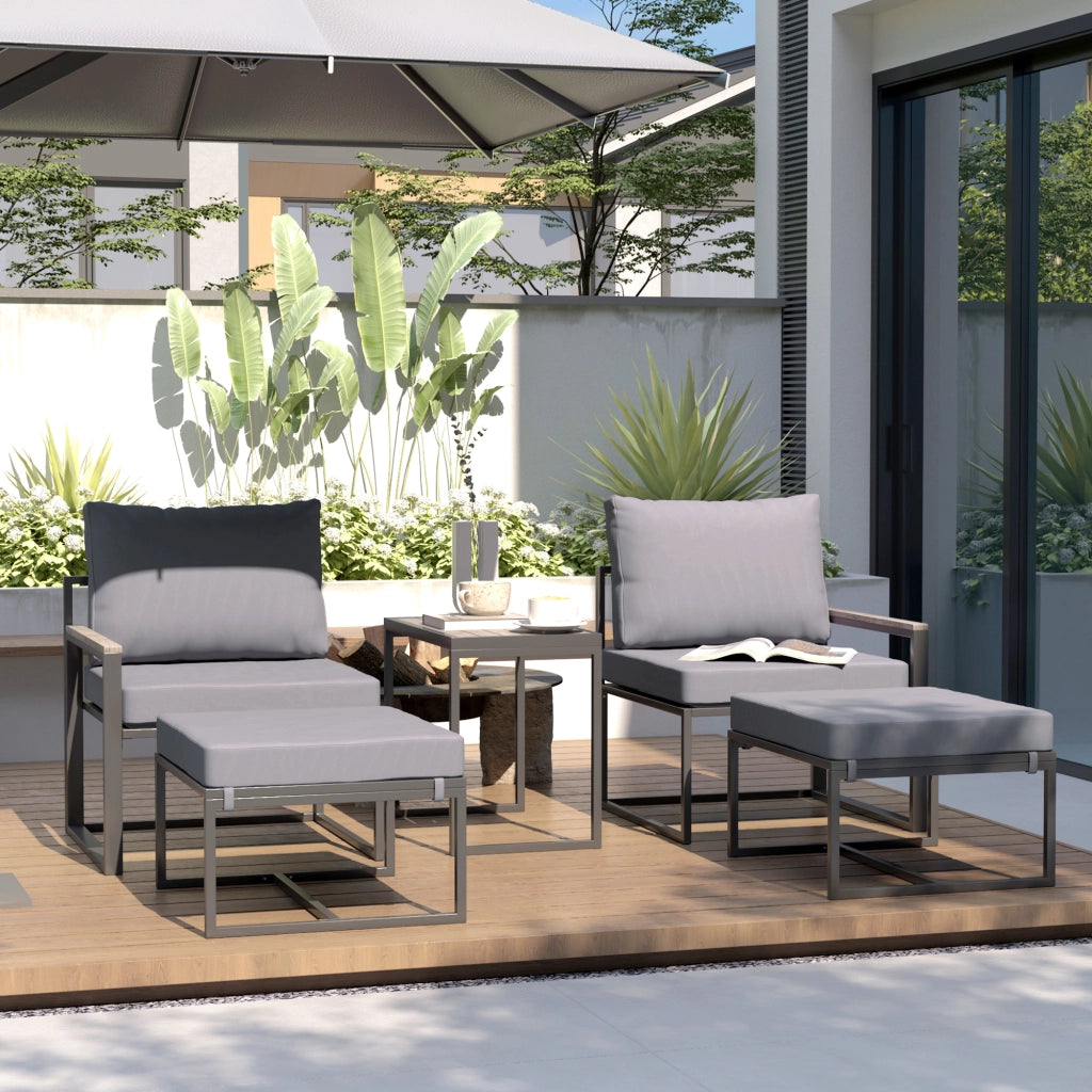 Set Divano da Giardino 2 Posti con Tavolino e Cuscini ¨C Zephmum ¨C Grigio Polyrattan
