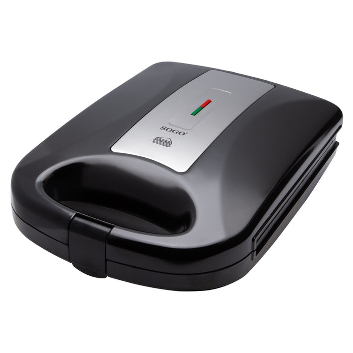 SOGO Sandwich Maker 4 Fette 1200W, Piatti Triangolari Antiaderenti, Design Moderno, Termoregolazione Automatica, Sicurezza e Piedini Antiscivolo