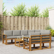 Set di divani da esterno 9 pcs Grigio Naturale e Chiaro