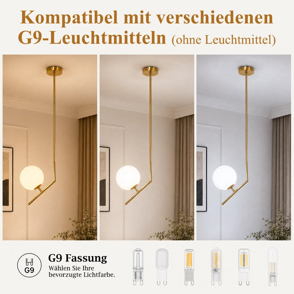 ZMH Lampada a Sospensione 1 Luce Vetro G9 Moderna per Camera Soggiorno senza lampadine