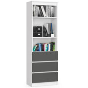 Libreria AKORD R60 Bianco, Grigio Grafite 60 cm 3 cassetti 60x35x180 cm