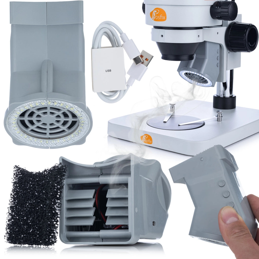 Potenziatore di Aspirazione per Microscopio Stereoscopico – Ventola 7600 RPM, 36 LED | USB Tipo C, 5V DC