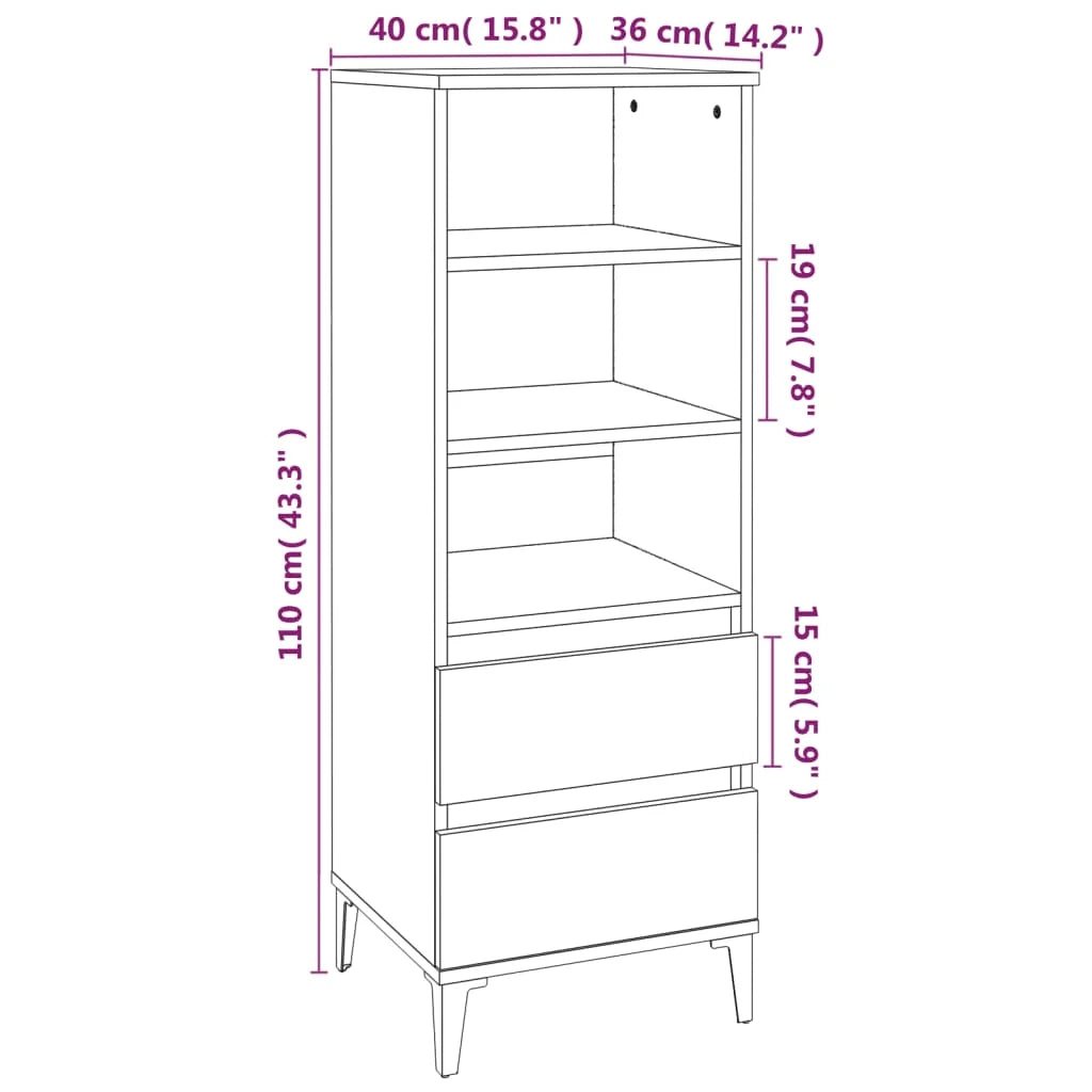 Buffet credenza cassettiera mobiletto mobile contenitore organizer cucina soggiorno salotto alto 40 x 36 x 110 cm legno ingegnerizzato bianco 02_0032443