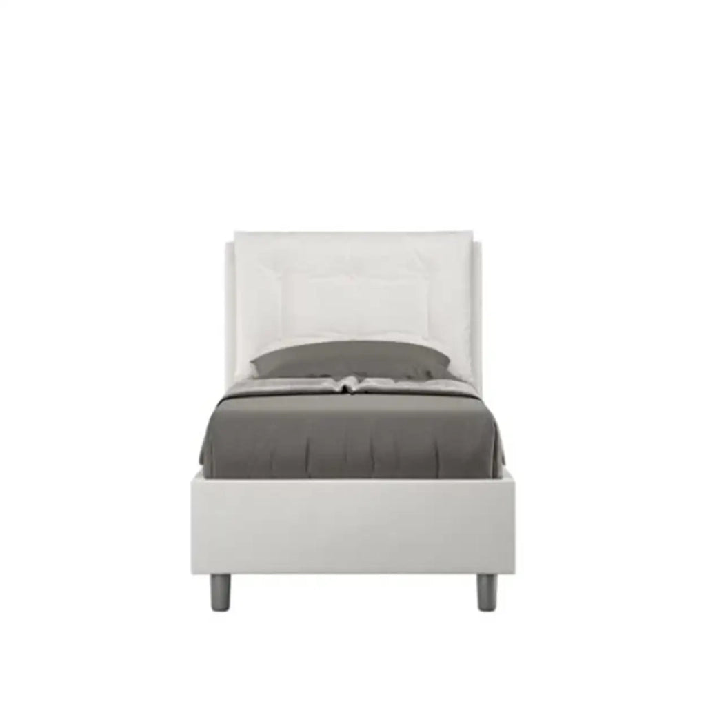 Letto singolo senza rete imbottito 80x190 similpelle bianco Annalisa