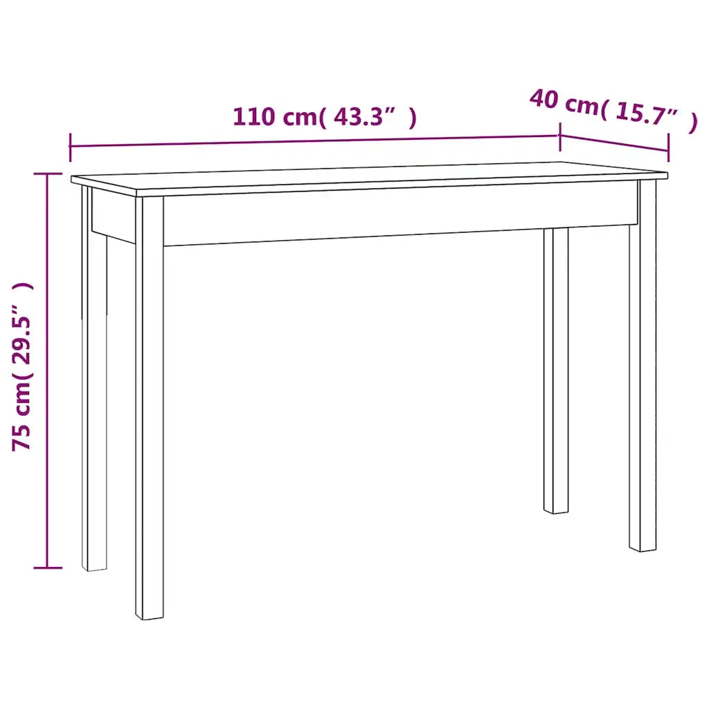Tavolo Consolle Bianco 110x40x75 cm in Legno Massello di Pino 814240