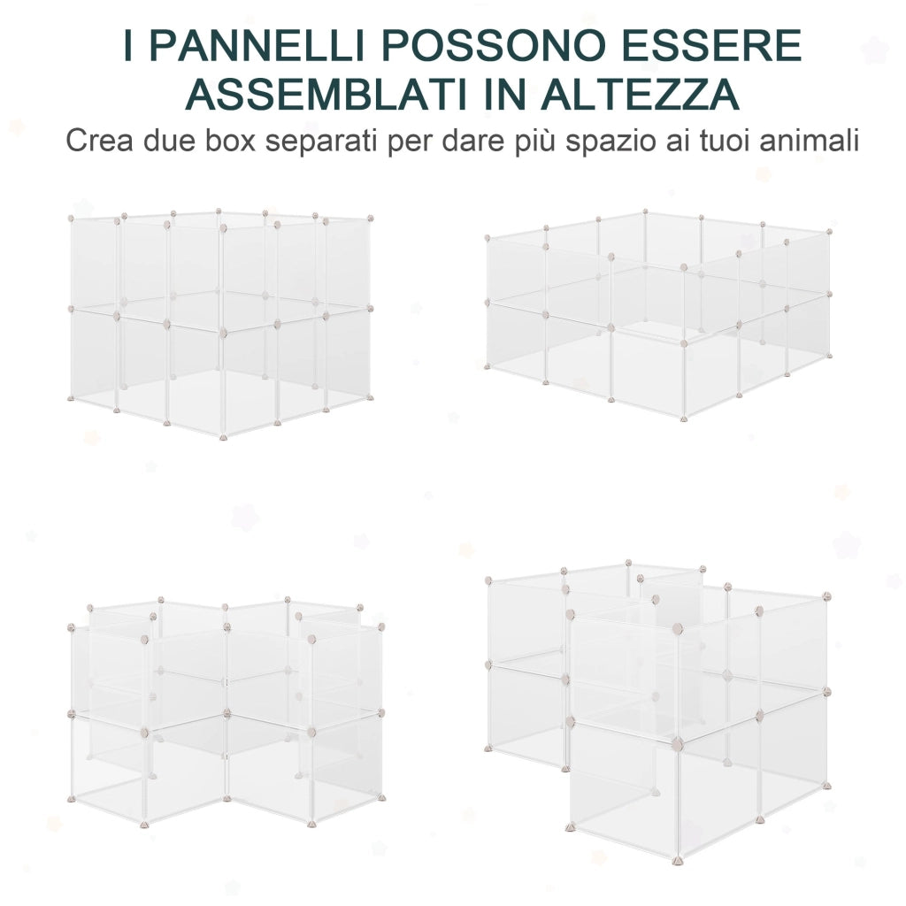 Gabbia per Conigli Roditori 105x105x45 cm in Metallo e Polipropilene Bianco
