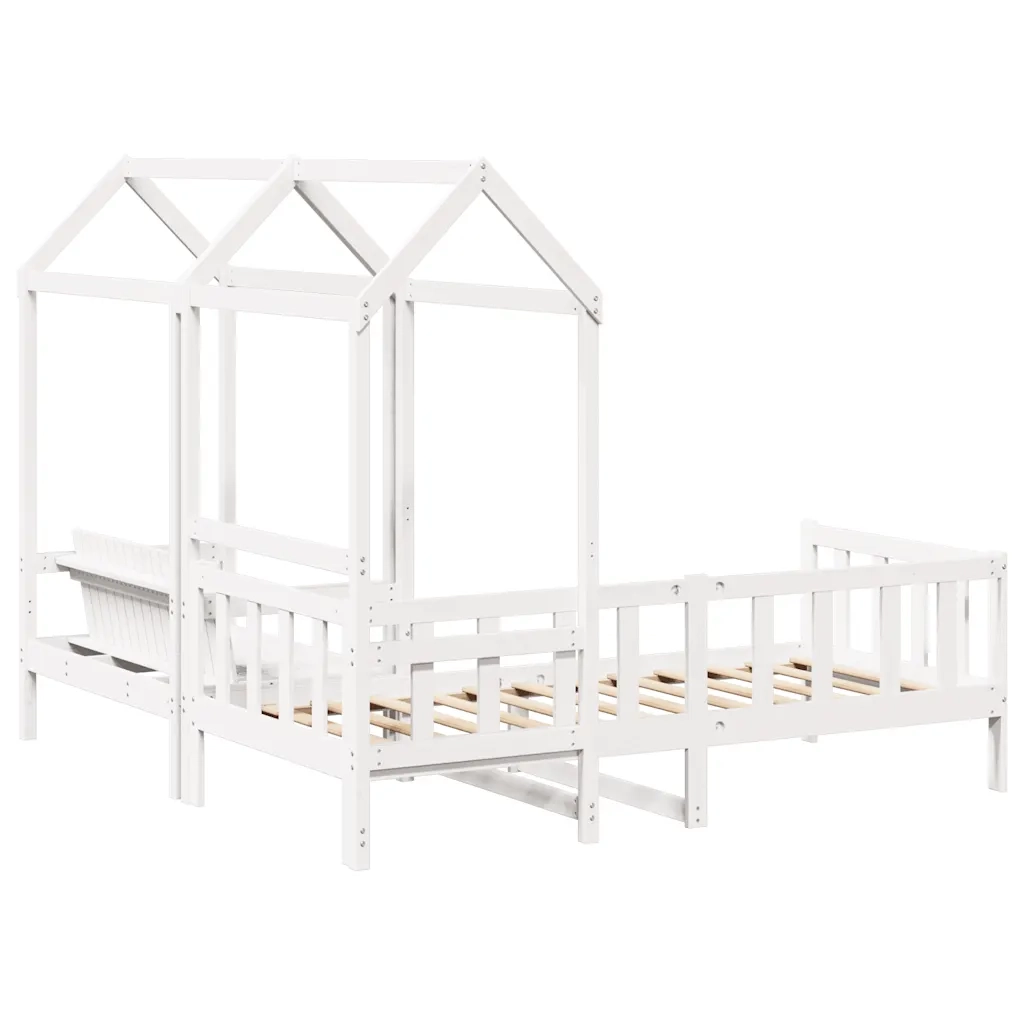 Set Dormeuse e Panca con Tetto Bianco 80x200cm Massello Pino 3282219