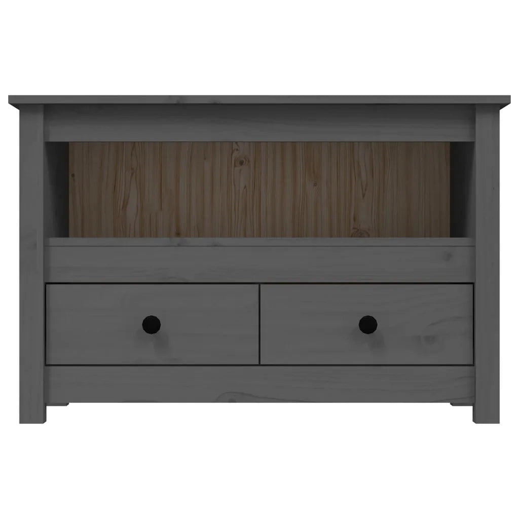 Mobile Porta TV Grigio 79x35x52 cm in Legno Massello di Pino 821499